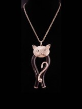 Large Vintage Lucite cat necklace - animal lover gift - gift for mom - l... - $125.00