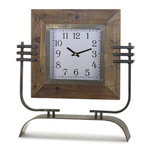 Clock On Stand 15&quot;L x 17.5&quot;H Iron/Wood - £114.54 GBP