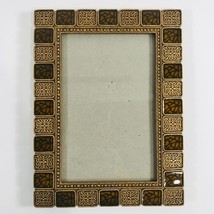 Picture Frame Metal Enamel Brown Tan Table Top Holds 4&quot; X 6&quot; - £22.70 GBP