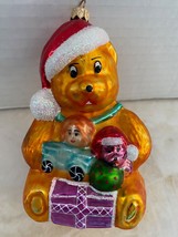 Radko Vintage Teddy Bear Santa Blown Glass Ornament Gifts French Horn Children - £27.96 GBP