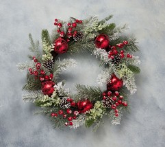 24&quot; Jingle Bell Berry and Pine Wreath by Valerie - £49.74 GBP