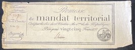 1796 (28 Ventose Year 4) France 25 Francs Mandat Territorial Revolution ... - £23.74 GBP