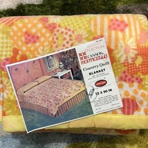 Vintage Cannon NOS Polyester Blanket 72x90 Twin Bed Groovy Floral Multic... - £55.28 GBP