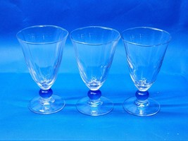 Vintage Bryce Brothers CONTOUR COBALT 5½” Ball Stem Beverage Glass - Set Of 3 - $54.29