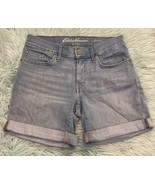 Eddie Bauer Jean Shorts Size 4 Light Blue Cuffed Boyfriend Fit Denim - $451.60 MXN
