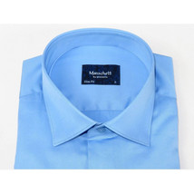 Men 100% Sateen Cotton Shirt Manschett Quesste Turkey Slim Fit 4010-05 Med Blue image 3