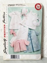 Simplicity Baby Layette Dress Slip Bib Booties Bonnet Sewing Pattern #2900 XXS-L - £7.53 GBP