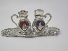 Washington DC Capitol Building Salt Pepper Shakers with Tray Vintage Japanese - £9.89 GBP