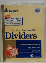Avery Insertable Tab Dividers #11110 | 1 Set; 5 Rip-Proof Tabs - £1.55 GBP