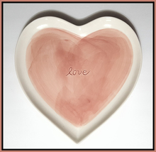 NEW RARE Large Watercolor Heart Shaped Stoneware Serving Platter  - £71.93 GBP
