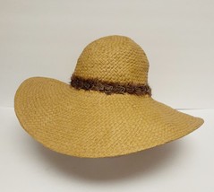 O’NEILL Feather Band Straw Floppy Hat Natural Sun Women&#39;s Large Brim One... - £22.76 GBP