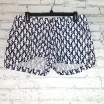 Old Navy Shorts Womens 6 Blue White Nautical Seahorse Low Rise 100% Cotton - £14.50 GBP