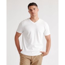 Quince Mens Organic Cotton Slub V Neck Tee Shirt White L - $14.49