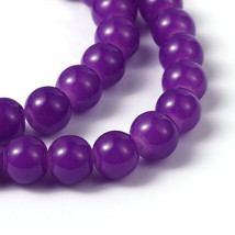 105 Dark Purple Glass Beads Bulk Jelly 8mm Round 32&quot; Strand Jewelry Supplies - £5.13 GBP