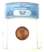 1999 1C Lincoln Cent Broadstruck Mint Error ANACS MS66 Red Uncirculated - €198,96 EUR