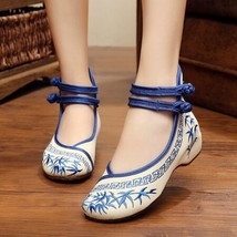 Handmade Fashion Women Ballerinas Dancing Shoes Chinese Flower Embroidery Soft C - $28.53