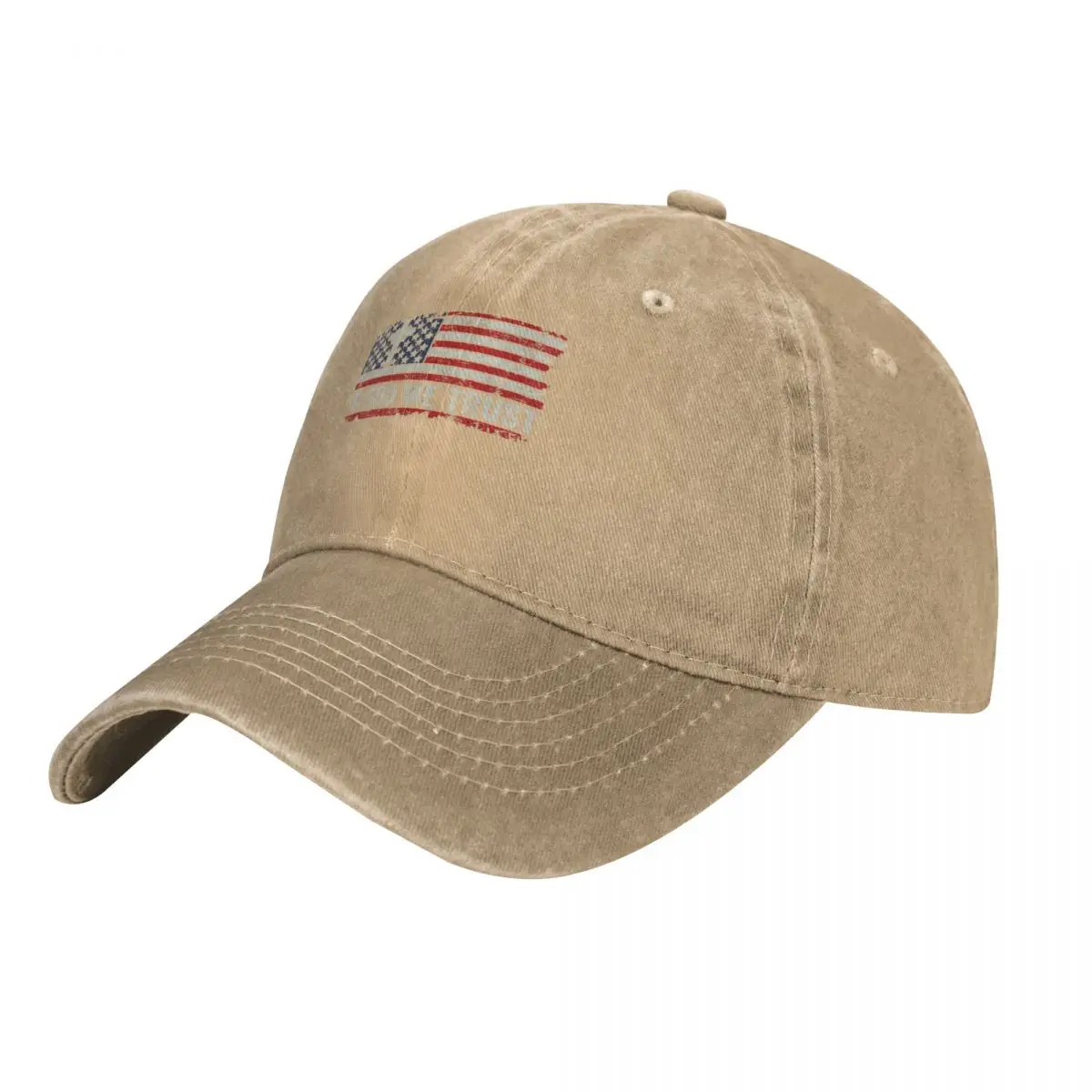 In God We Trust - Vintage USA Flag Cross Patriotic Christian T-Shirt Cowboy Hat - £19.73 GBP