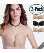3 pack Womens Silicone Push-Up Strapless Self-Adhesive Magic Invisible B... - £11.16 GBP