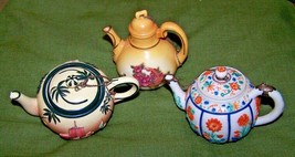 Lot of 3 NINI Collectible Miniature Teapots / Trinket Holders- Small flaws - £19.74 GBP