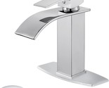 Bathroom Faucet With Waterfall Spout, Chrome Polish Single Handle Single... - £35.33 GBP