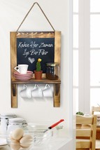 Trend Kitchen Shelf And Mug Cup Holder With Wooden Blackboard - $15.28