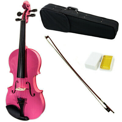 Primary image for SKY 4/4 Full Size Solid Wood Pink Violin Kit Case Rosin with Brazilwood Bow