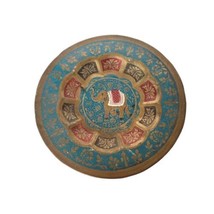 Vintage Indian Hindu Elephant Copper Enamel Decorative Hanging Plate 6” India - £53.67 GBP