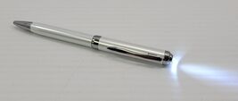 *C12) White Twist Ballpoint Pen with Push Button Flashlight Tip - $24.74