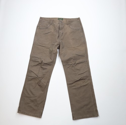 Vintage Eddie Bauer Mens 35x30 Faded Double Knee Canvas Wide Leg Pants B... - $59.35