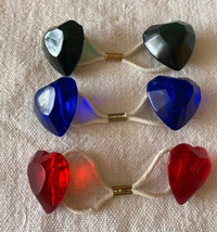 ⭕⭕VTG 1970&#39;s Double Heart Ponytail Hair Ties Blue Green Red 3 Pieces - $182.44 MXN