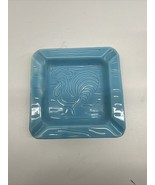 Rooster decorative square dish 5.5” Square Teal W/defects - $20.77 CAD