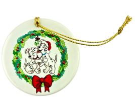 Disney Ornament Grolier Collectibles Dalmatians Delight Kissing Mistletoe Wreath - $18.87