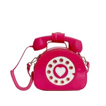 Telephone Shaped Purses PU Handbags for Women Retro Phone Top-Handle Shoulder Cr - £35.47 GBP