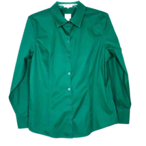 Chico&#39;s Womens Blouse Size 1 (8/10) Long Sleeve Button Front Collared Green - £10.97 GBP