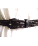 Talbots Womens Small Genuine Leather and Herringbone Fabric Belt Made in... - £19.35 GBP