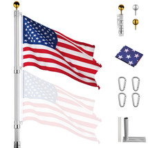 Yeshom 25Ft Telescoping Aluminum Flagpole Kit With Tire Mount Base Trave... - $200.99