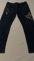 Anthropologie Pilcro Women&#39;s Jeans Slim Boyfriend Sequins Blue Size 30 X 30 - £27.26 GBP