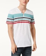 MSRP $25 Inc Men&#39;s Striped Split-Neck T-Shirt White Size Small - £6.61 GBP