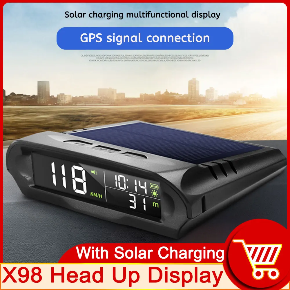 X98 Auto GPS Speedometer With Solar Charging Head Up Display Car Smart Digital - £28.42 GBP