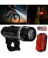 5 Led Lamp Bike Bicycle Front Head Light + Rear Safety Waterproof Flashl... - £14.32 GBP