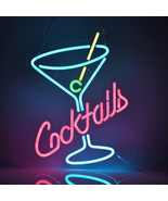 Cocktails Neon Sign for Wall Decor Man Cave Bar Home Art Neon Light Hand... - £37.01 GBP