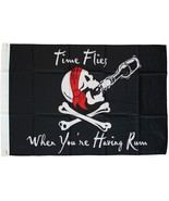 Time Flies When You&#39;re Having Rum Nylon Flag 3&#39;x5&#39; Pirate Skull Crossbones - £14.11 GBP