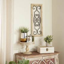 Deco 79 Wood Scroll Window Inspired Wall Decor with Metal Scrollwork Relief, 10&quot; - £36.37 GBP