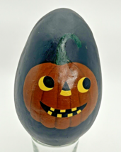 ESC &amp; Company Hand-painted Paper Mâché Black Halloween Egg Pumpkin Jack ... - $19.99