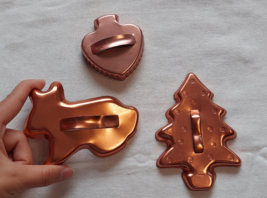 3 Copper Color Aluminum Cookie Cutters Rabbit Christmas Tree Spade FREE ... - £9.73 GBP