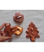 3 Copper Color Aluminum Cookie Cutters Rabbit Christmas Tree Spade FREE ... - £9.71 GBP