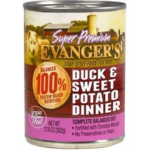Evanger&#39;s Super Premium Wet Dog Food Duck &amp; Fresh Sweet Potato 12.8oz. (Case of - £47.44 GBP