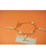 18k Gold yellow gold chain -Pearl Gemstone Bracelet #644 - £15.24 GBP