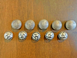 Button Covers 10 Round 2 Designs Gold Tone &amp; Silver Vintage - £14.56 GBP