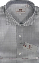 NEW $145 Hickey Freeman Crisp Dress Shirt!  16 34 35   White &amp; Gray Check - £55.46 GBP